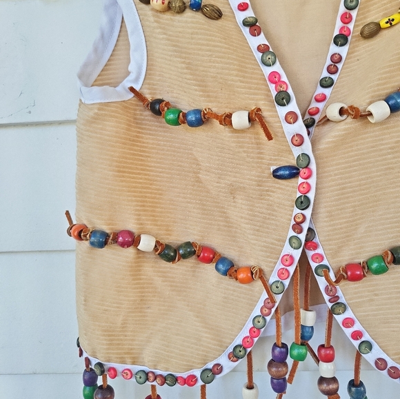 Vintage 70's Kids Handmade Beaded Hippie Vest S - Picture 3 of 6